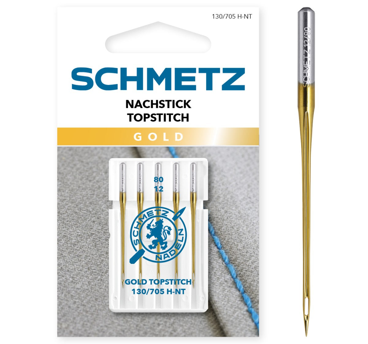 Nachstick/Topstitch Nadeln Gold